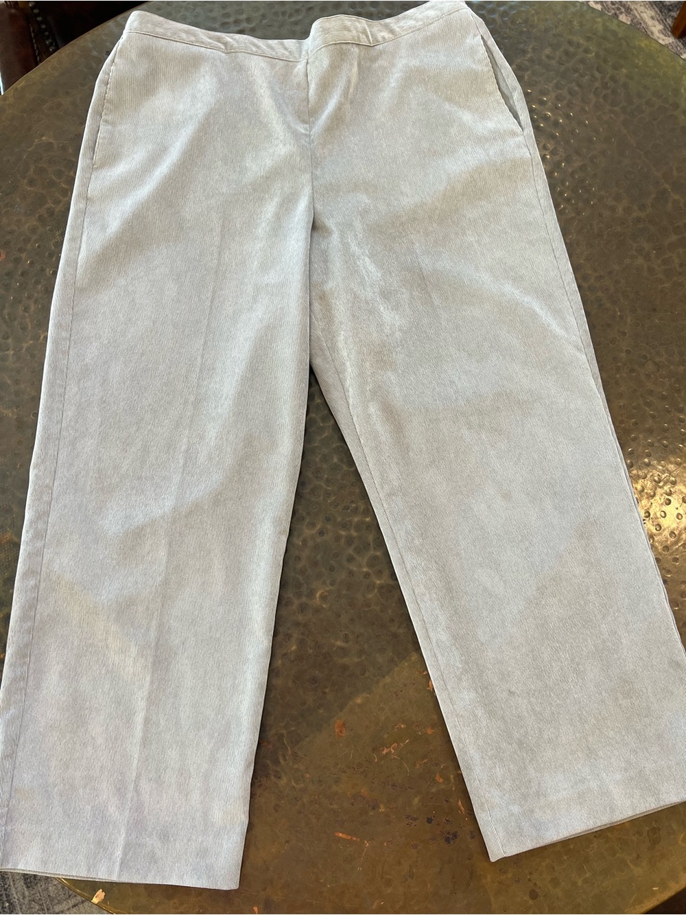 Alfred Dunner Light Gray Corduroy Wide-Leg Pants